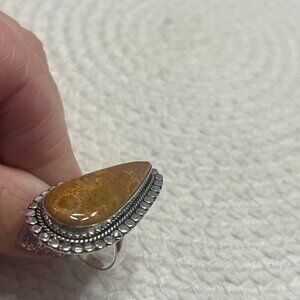 Stunning FOSSIL CORAL Handmade Sterling 925 Ring Size 9.25 #263E